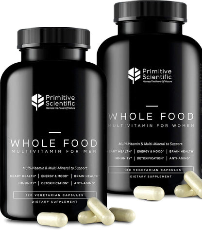 Primitive Scientific Whole Food Men & Women’s Supplement for Holistic Health (Bundle) | Women’s Multivitamins (120 Capsules) + Men’s Multivitamins (120 Capsules) |Full-Spectrum, 100% Natural, Non-GMO