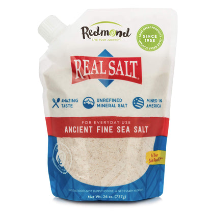 REDMOND Real Sea Salt - Natural Unrefined Gluten Free Fine, 26 Ounce Pouch (1 Pack)
