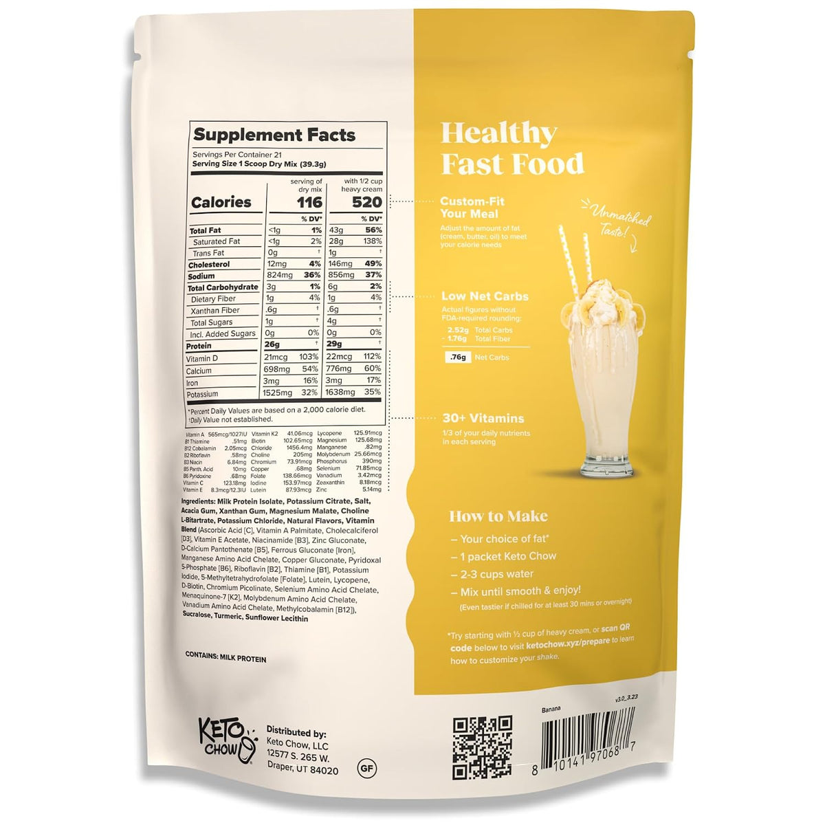 Keto Chow Chocolate Meal Replacement Shake Powder, 21 Meals