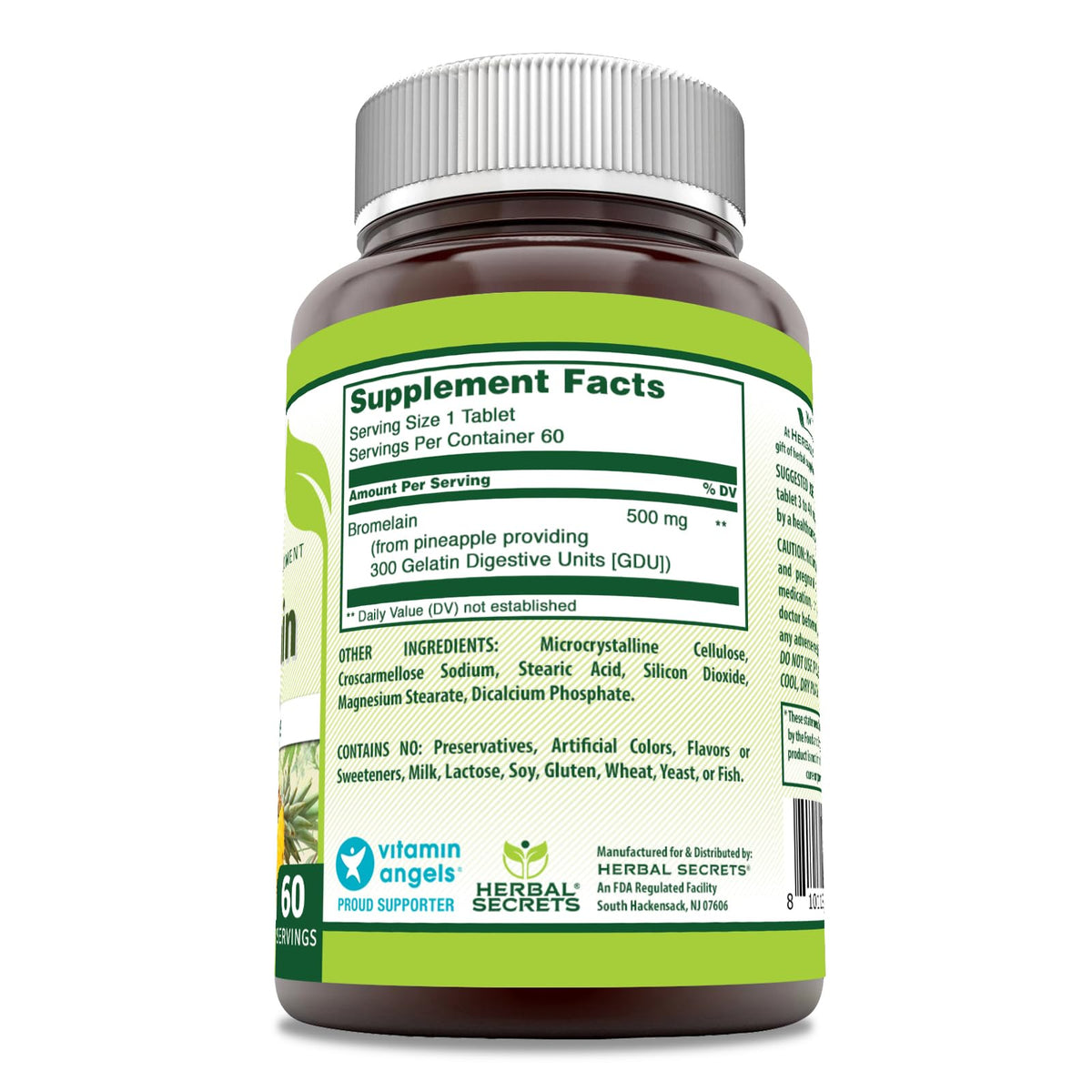 Herbal Secrets Bromelain Supplement 500 Mg Tablets Supplement | Non-GMO | Gluten Free | Made in USA (120 Count)