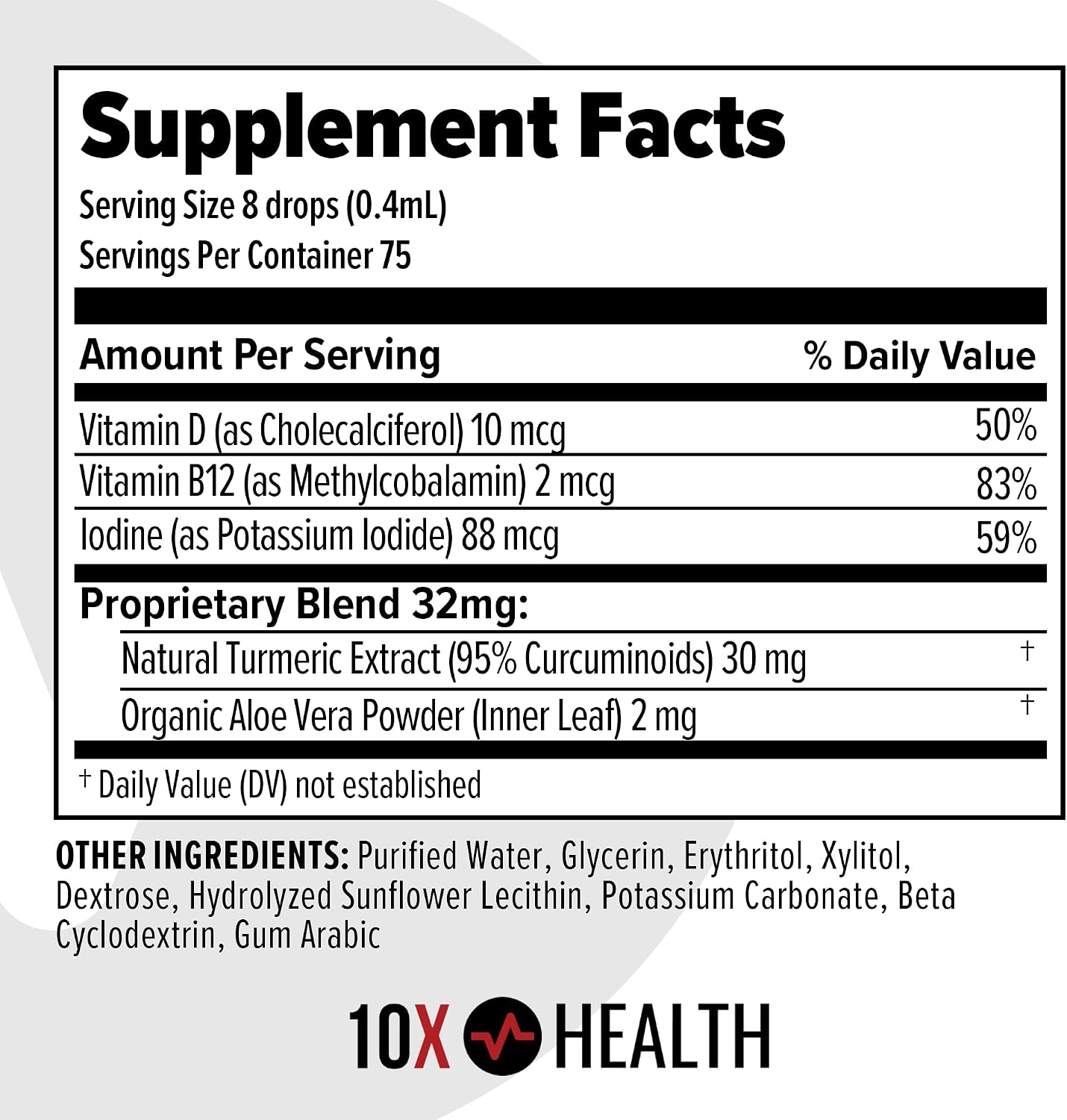 10X Health Turmeric Curcumin Supplement - with D3 & B12 | Curcumin: with Vitamin D3 & B12, Joint, Immunity & Heart Support, 30mL