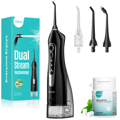 COSLUS ADA Accepted C20 Water Dental Flosser Pick, Professional Set Black