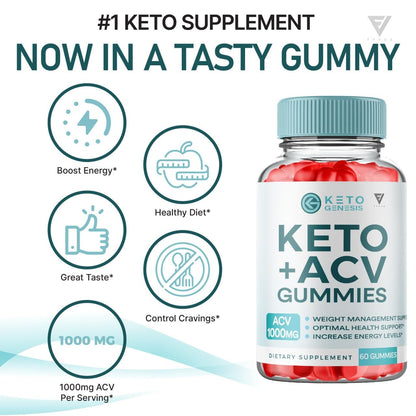 Keto Genesis Keto ACV Gummies Advanced Weight Loss, Ketogenesis Keto + ACV 1000MG
