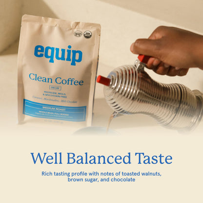 Equip Foods Clean Coffee | Gold Standard, Certified Organic, Fair Trade, Regenerative | Medium Roast, Whole Bean, Nicaragua | Brown Sugar+Chocolate+Citrus