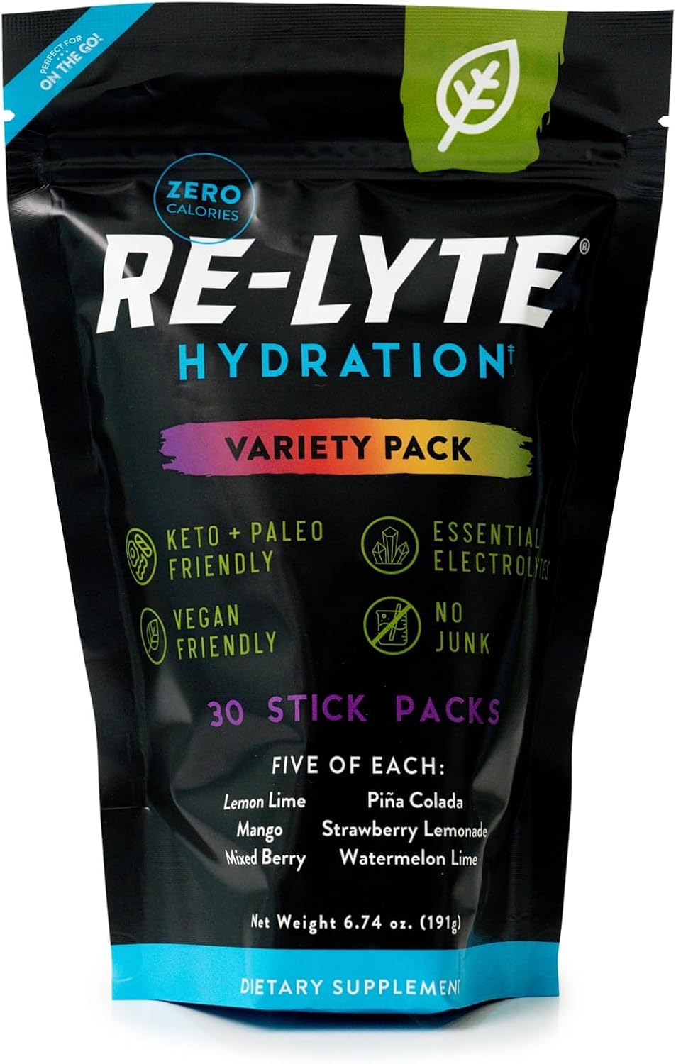 REDMOND Re-Lyte Sugar Free Electrolyte Powder Packets (Variety Pack) 30ct | Zero Sugar Electrolytes, Hydration Packets