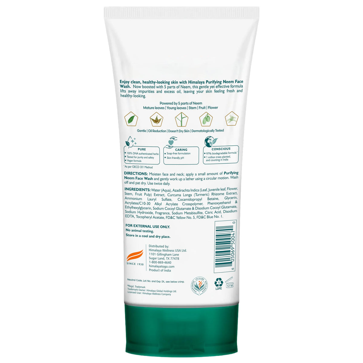 Himalaya Purifying Neem Face Wash With Neem & Turmeric, 5.07 oz, 2 Pack
