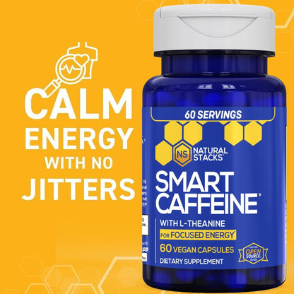 NATURAL STACKS Smart Caffeine + Dopamine Brain Food Bundle - Supports Energy, Focus & Mental Drive* - 120 Total Capsules
