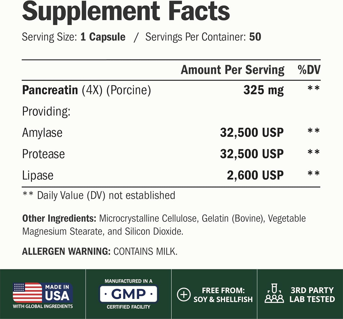 Digestive Enzymes Supplement for Men – High Potency Pancreatin 4X Formula with Amylase, Protease & Lipase – Enzymes for Digestion, Bloating Relief & Gut Health – 50 Capsules