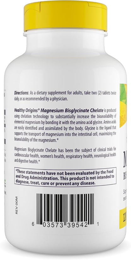 Healthy Origins Magnesium Bisglycinate Chelate (Chelamax®) 200mg, 360 Tablets