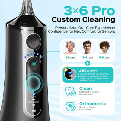 COSLUS ADA Accepted C51 Water Dental Flosser, 3 Modes 6 Pressure, White