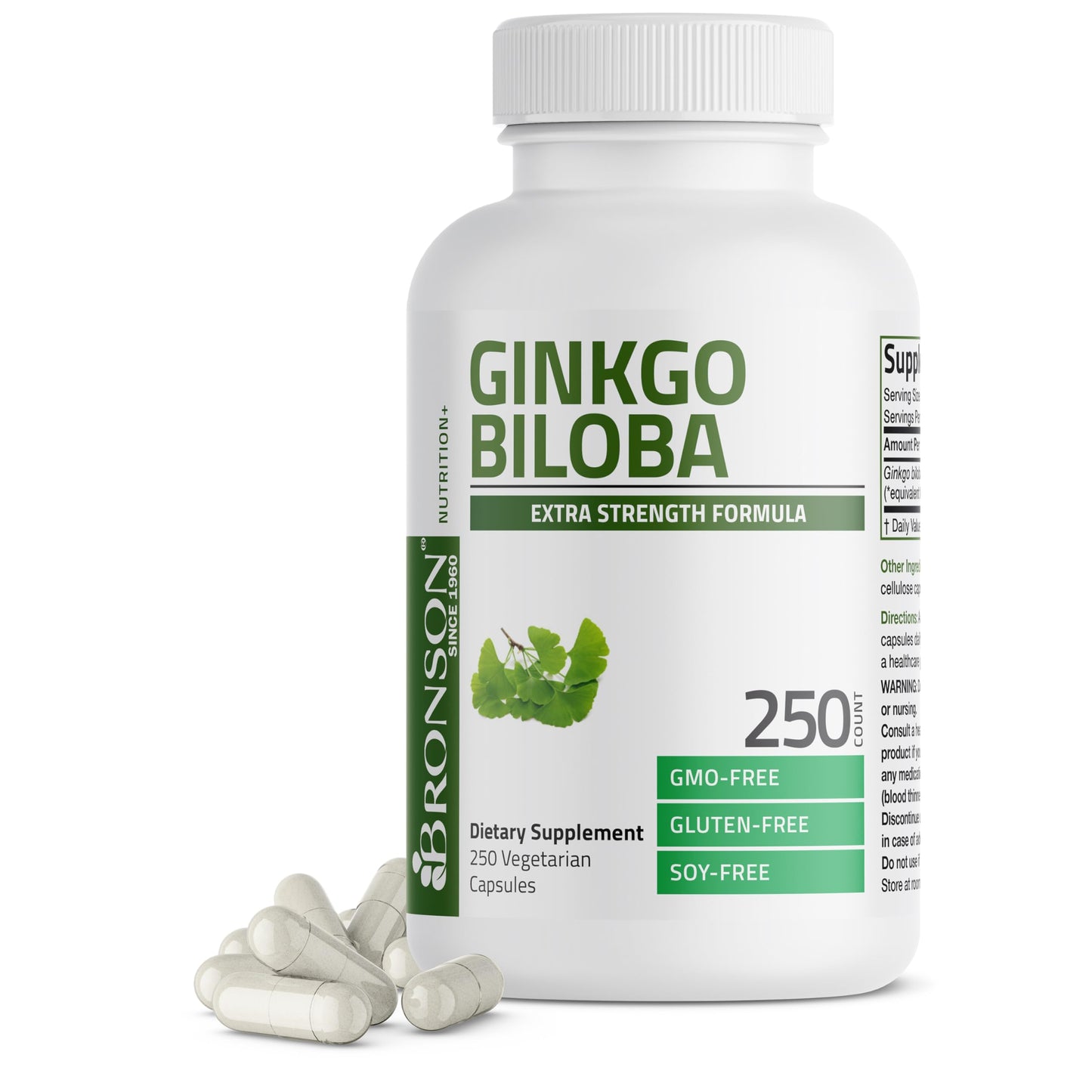 Bronson Ginkgo Biloba Extra Strength Brain & Memory Support 120 Capsules | Vegetarian, Non-GMO, Gluten Free, Soy Free, Memory, Cognitive & Brain Health Support