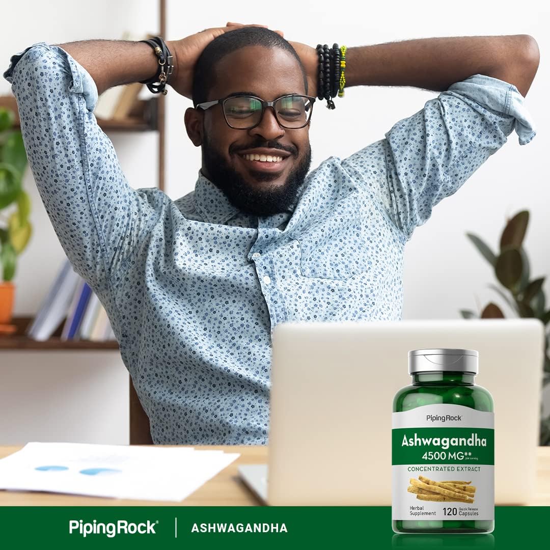 Piping Rock Ashwagandha Capsules | 120 Count | Herbal Supplement with Black Pepper Extract | for Women and Men | Non-GMO, Gluten Free