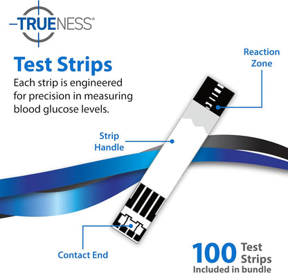 TRUEplus 50ct Tropical Glucose Tablets and TRUENESS Blood Glucose Meter Bundle - Monitor, Case, 100 Test Strips, 100 Lancets, Lancing Device