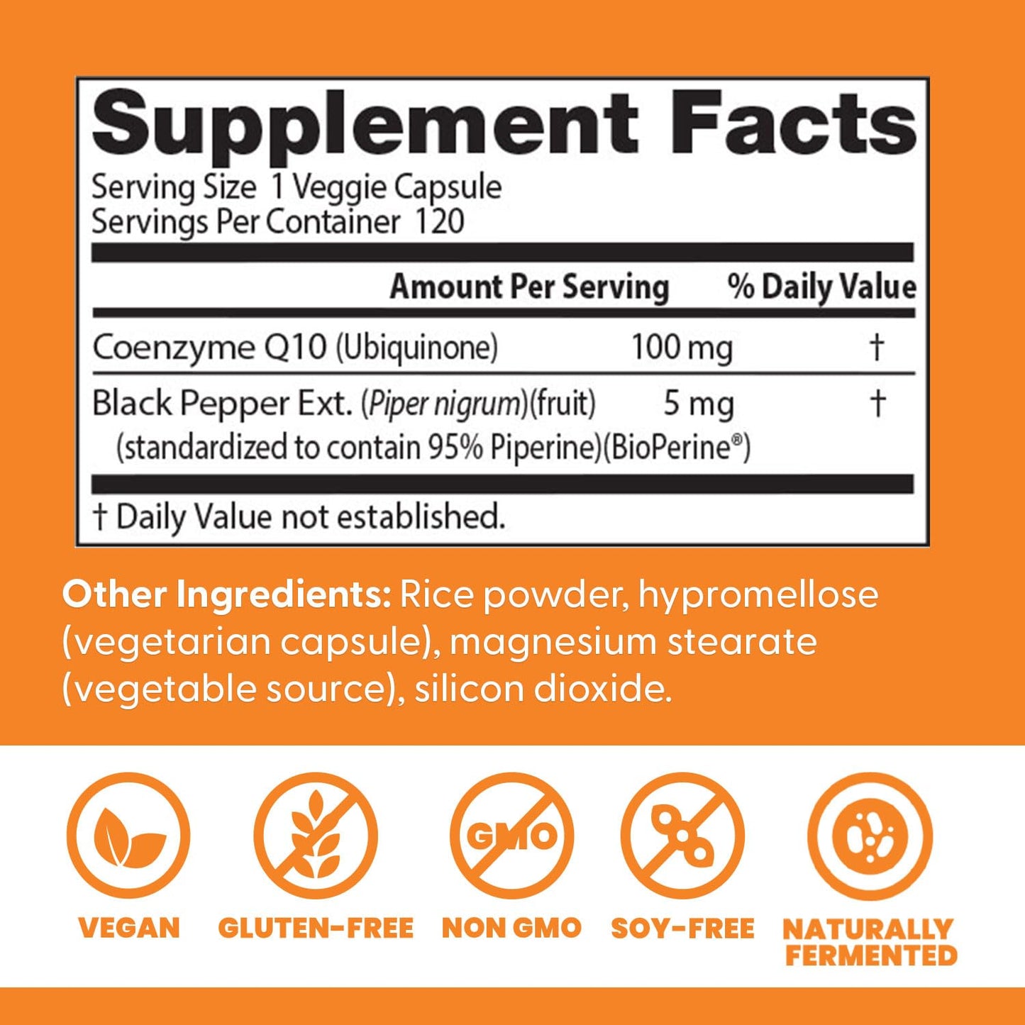 Doctor's Best High Absorption CoQ10 with BioPerine Supplement - Coenzyme Q10 Caps for Heart Health & Antioxidant Support, CoQ10 100mg for Women & Men, Non GMO, Naturally Fermented - 120 Veg Capsules
