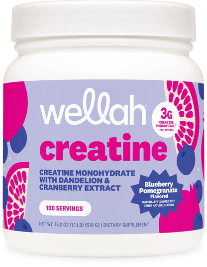 Wellah Creatine for Women - Creatine Monohydrate with Dandelion & Cranberry Extract (50 Servings, Strawberry Lemonade) | Creatine Monohydrate with Dandelion & Cranberry Extract