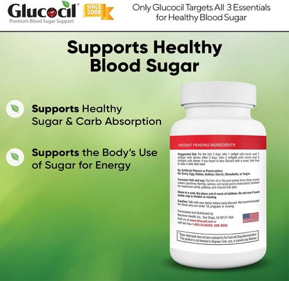 Glucocil – Softgels - Premium Blood Sugar Support - New Clinical Study Published March 2026-3 Million Bottles Sold - Supports the 3 Essentials for Healthy Blood Sugar - Since 2008