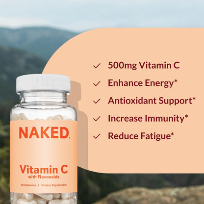 Naked Iron + Vitamin C Bundle – High-Potency Supplement for Deficiency, Energy Support, Red Blood Cell & Daily Antioxidant Immune Support – 65 mg Iron (60 Caps) + 500 mg Vitamin C (90 Caps)