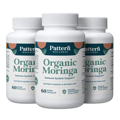 Pattern Wellness Organic Moringa Oleifera Supplement – Antioxidant Support & Cell Function – Whole Leaf Complete Formula – Vegan, Non-GMO– 60 Capsules