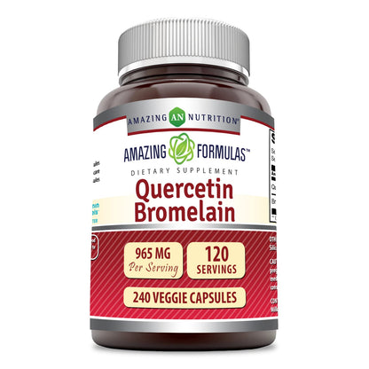 Amazing Formulas Quercetin 800mg with Bromelain 165mg, 120 Veggie Capsules Supplement | Non-GMO | Gluten Free | Made in USA