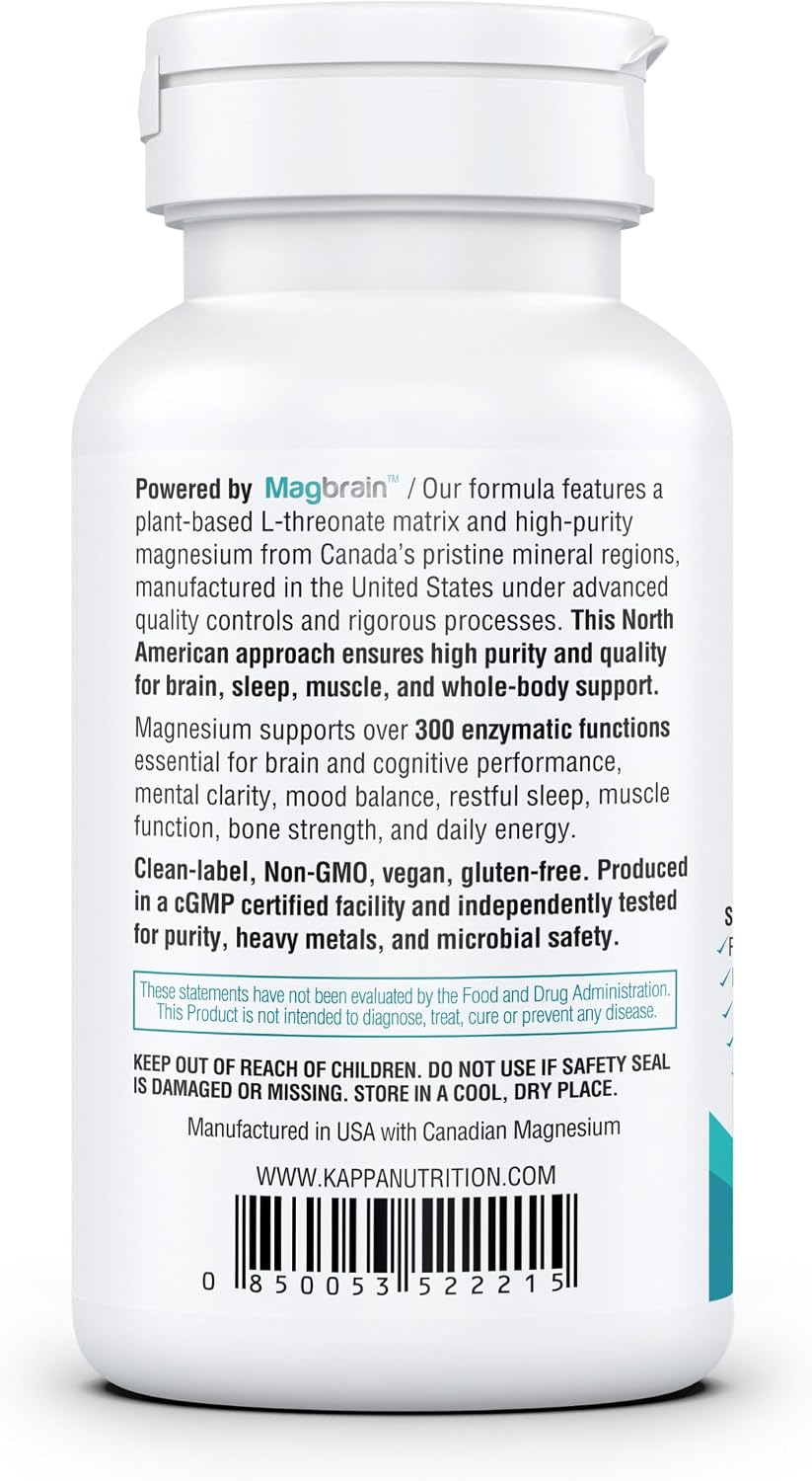 Magnesium L-Threonate Plant-Based 3 in 1 Powered by Magbrain® Magnesium L-Threonate Plant-Based | Magnesium Bisglycinate & Magnesium Malate | Up to 420 mg Elemental Magnesium | 150 Vegan Capsules.