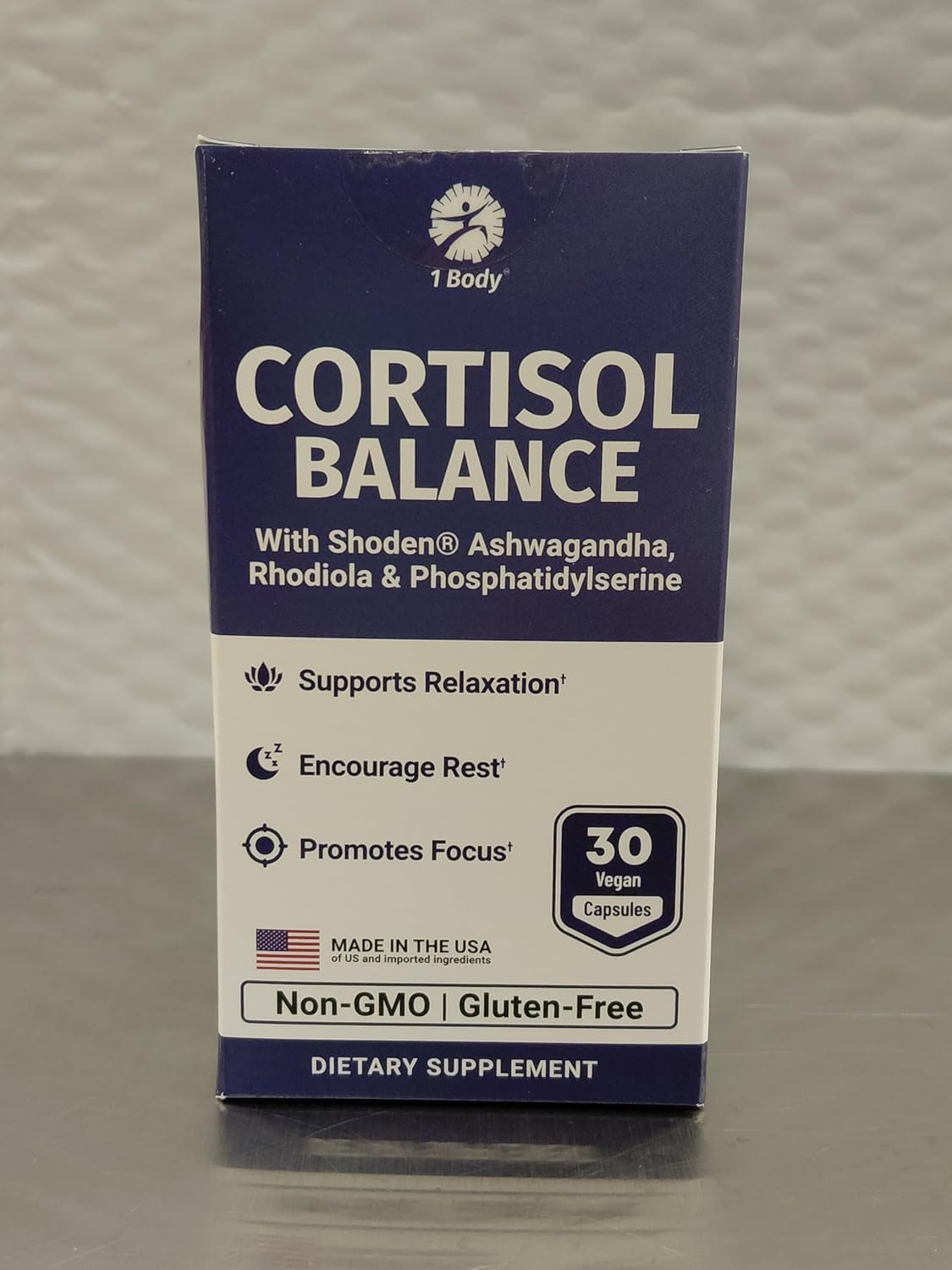 1 Body Cortisol Support with Ashwagandha & Saffron, 30 Vegan Capsules