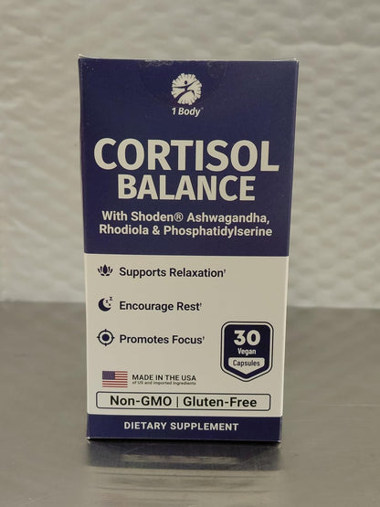 1 Body Cortisol Support with Ashwagandha & Saffron, 30 Vegan Capsules