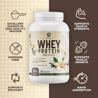 Nature's Protein Powder, 100% Whey Protein Powder Isolate, Immune Support, BCAAs
