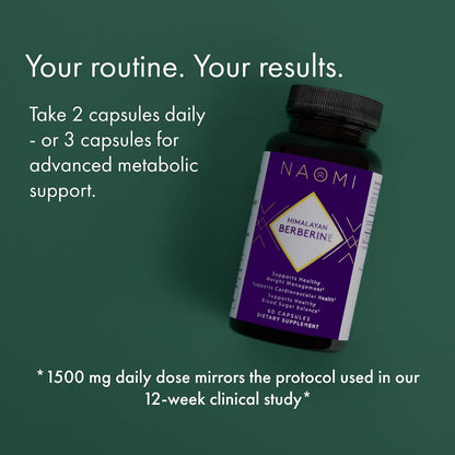 NAOMI Himalayan Berberine 500mg - Supports Healthy Metabolic Function & Balanced Lipid Profile - Patented HIMABERB®, 97% Pure Berberine HCl, Supports Healthy Energy, 60 Capsules, 1-Month Supply
