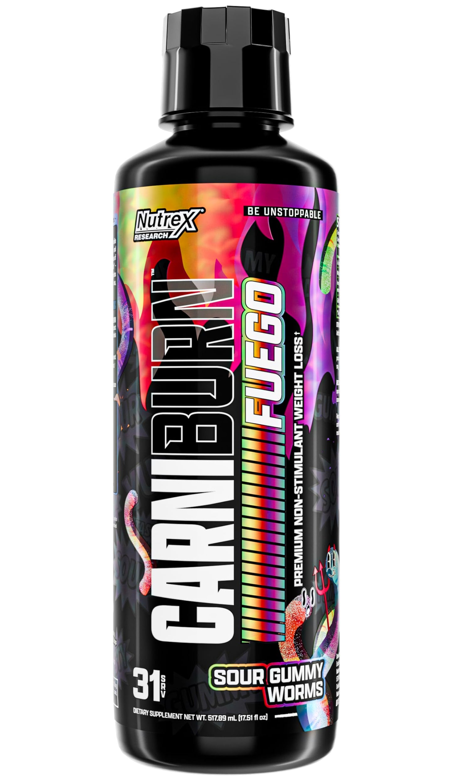Nutrex Research Carniburn Liquid L Carnitine 3000mg – Thermogenic Liquid Fat Burner for Men & Women with MitoBurn, InnoSlim, GBBGO - Stimulant Free Metabolism Booster - Strawberry Watermelon 31 SV