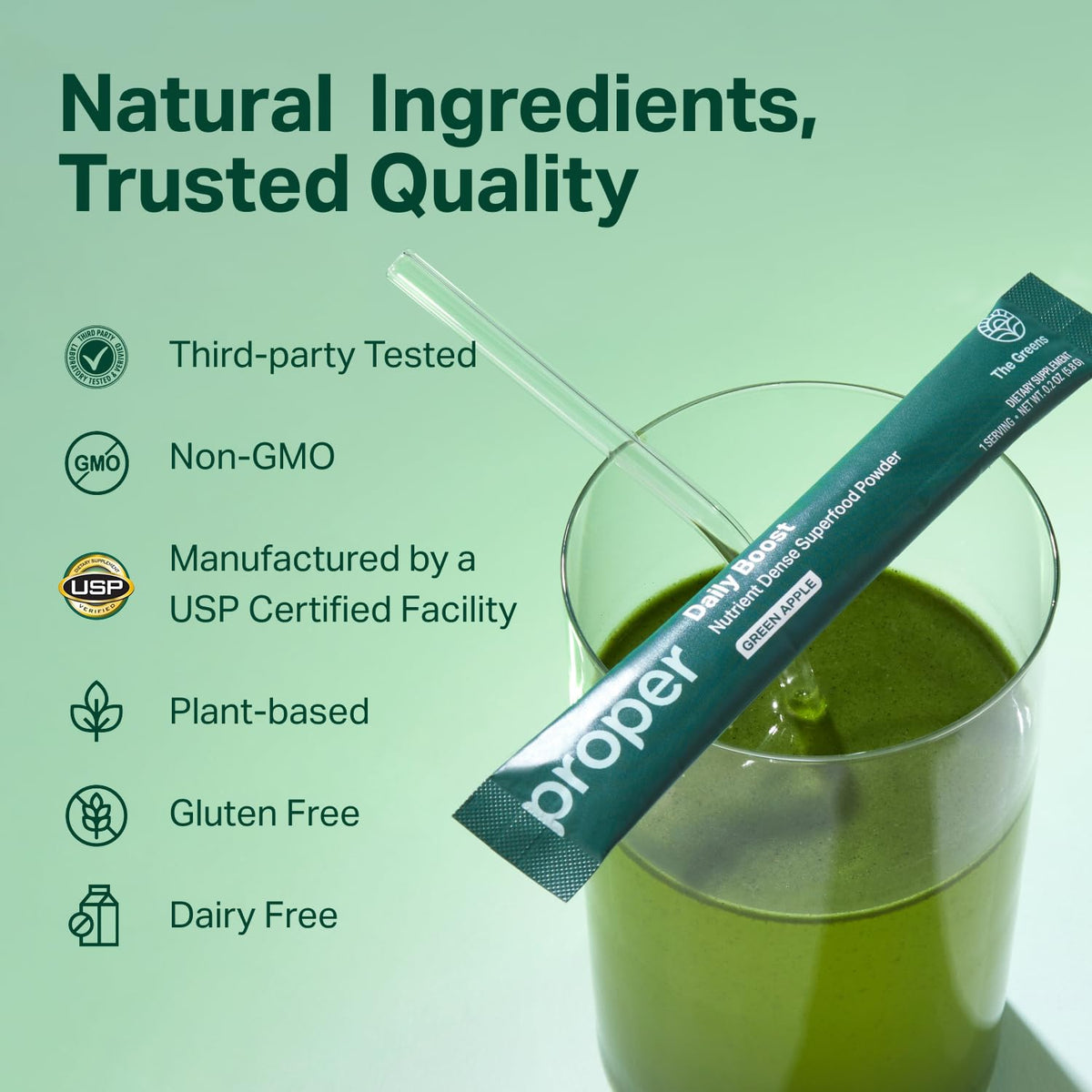 Proper The Essentials Super Foods Powder 5-Stick Variety Pack - Super Greens, Gut Health, Metabolism & Energy, Calm Magnesium Powder & Immune Support Supplement Packs