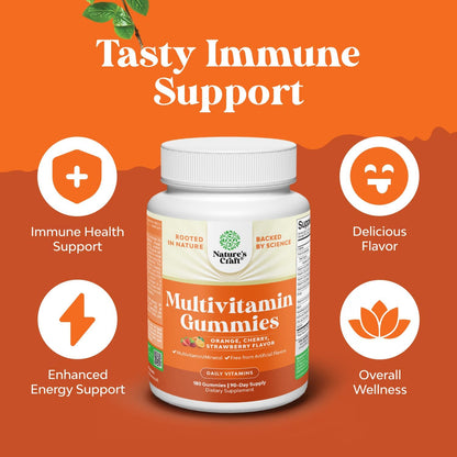 Teen Multivitamin Gummies 12-17 - Teen Boys & Girls Gummy Vitamins for Better Skin, Immune Strength, Mood & Energy Support - Teenage Girl & Boy Supplements with Zn, Mg, Vitamin A, C, D & E - 60 Ct