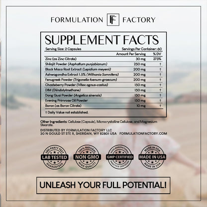 Formulation Factory Hormone Balance for Women - She's Obsessed Vitality Complex with Maca Root & Ashwagandha - Libido & Mood Support - 120 Capsules, 2 Month Supply