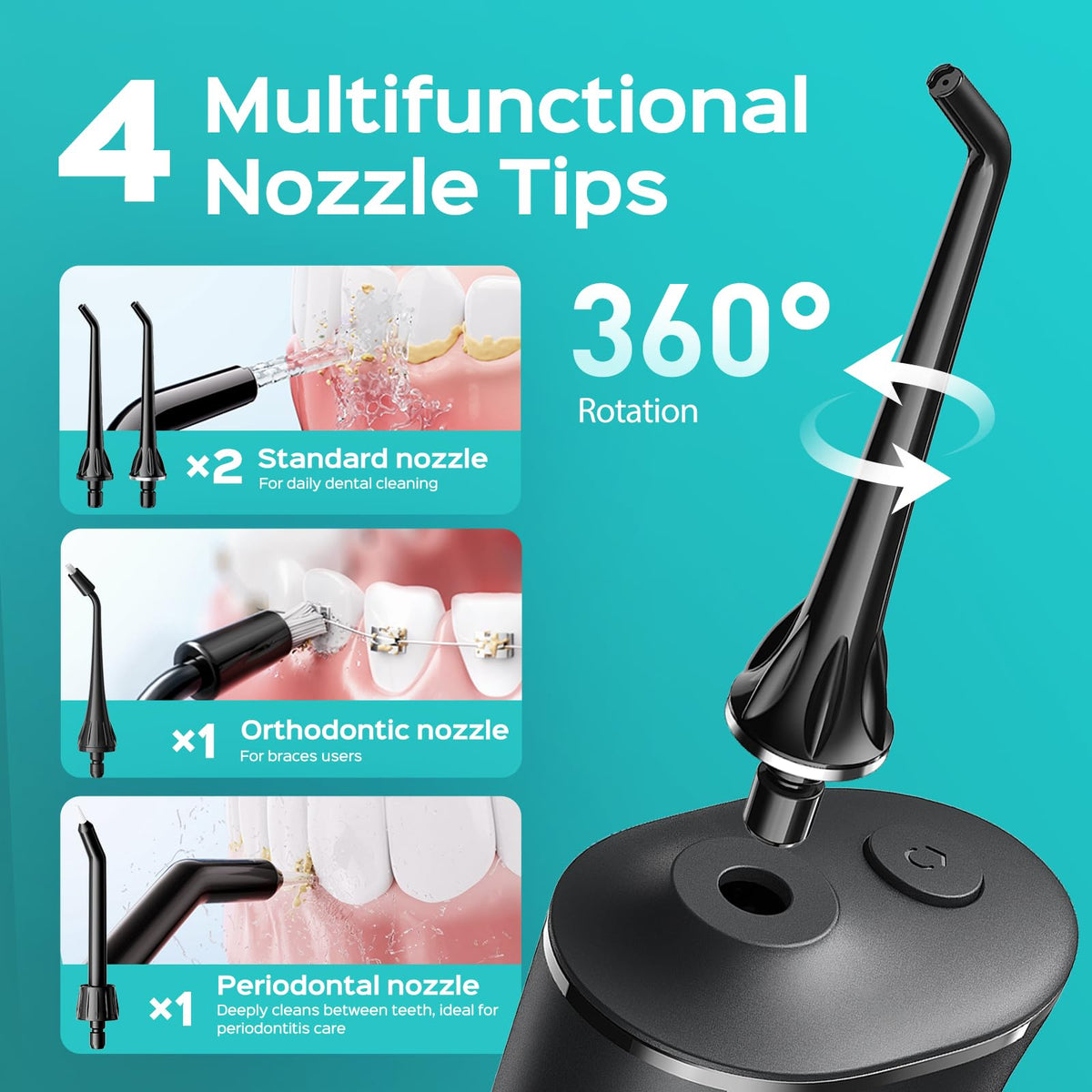 COSLUS ADA Accepted C50 Water Dental Flosser, 4 Modes 5 Power Levels, Pink
