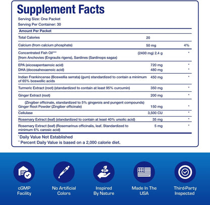 DeFlame Tendon and Ligament Supplements - Clinically Formulated Joint Support Supplement Vitamin Packs for Women and Men for Enhanced Mobility and Comfort Support - Made in the USA - 1 Month Supply