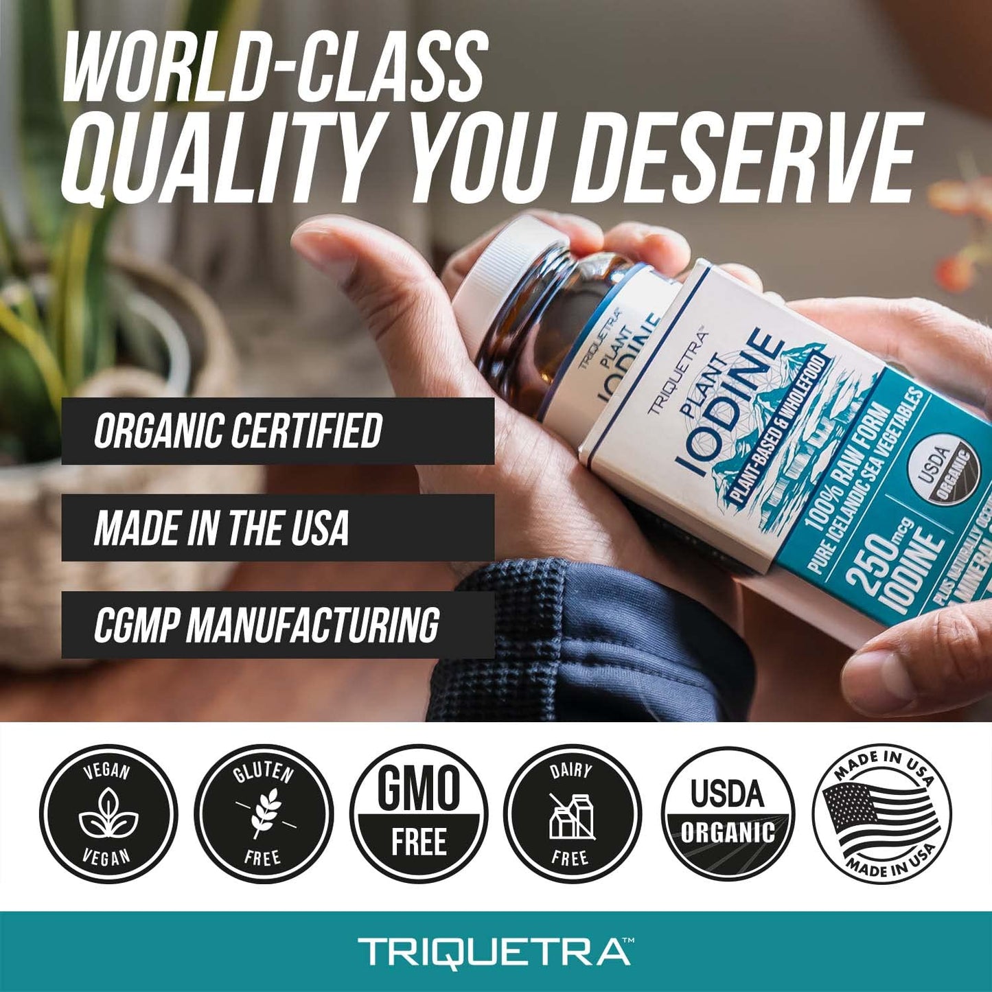 Organic Iodine Supplement from Sea Vegetable Complex, Whole Food & Raw Form - Iodine Plus Trace Mineral Complex – Contains Purest Icelandic Sea Kelp, Irish Moss & Bladderwrack (250 mcg)