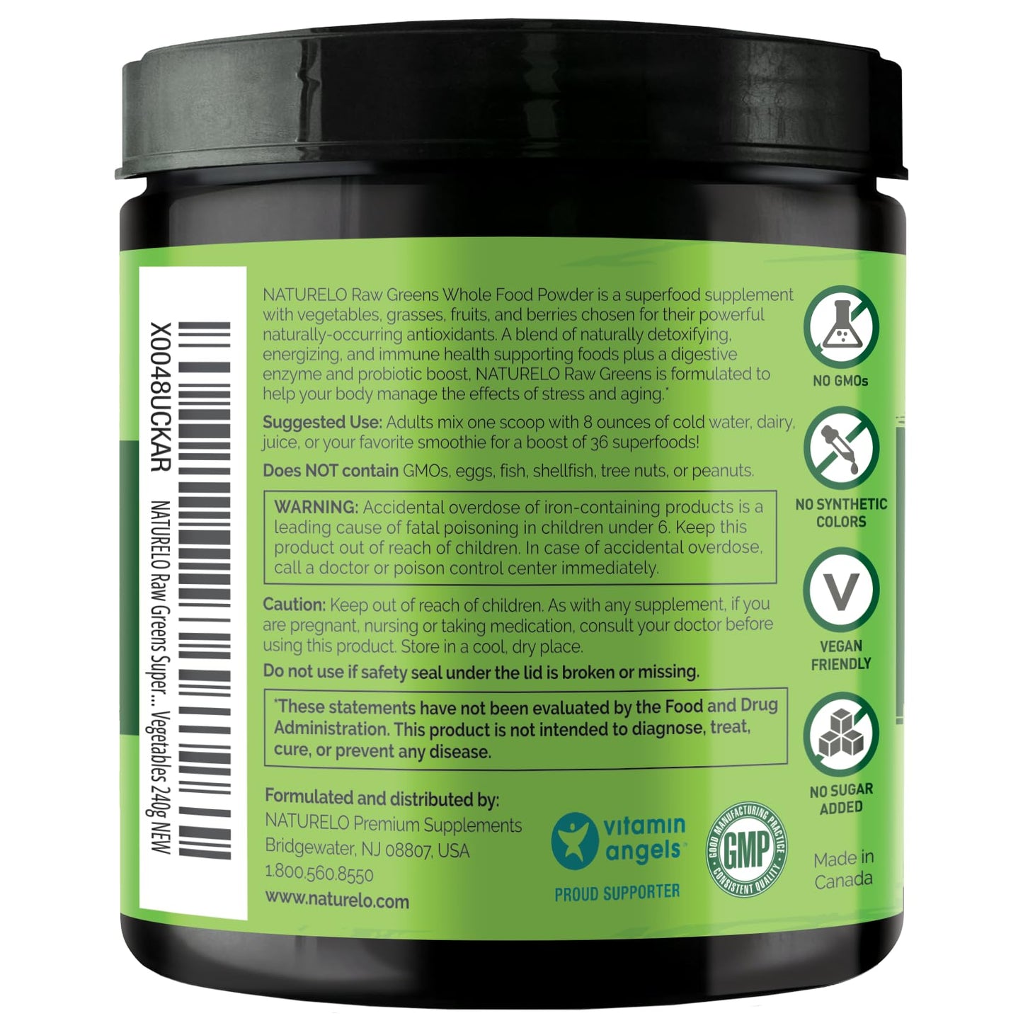 NATURELO Raw Greens Superfood Powder 480 Grams, Mixed Berry - Supports Energy, Immunity and Detox - Includes Spirulina, Wheat Grass and Organic Greens for Whole Food Nutrition