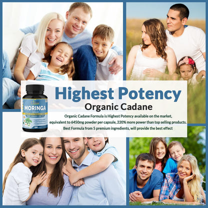 Organic Moringa Extract Capsules 6450mg, 6 Months Supply with Ashwagandha Root