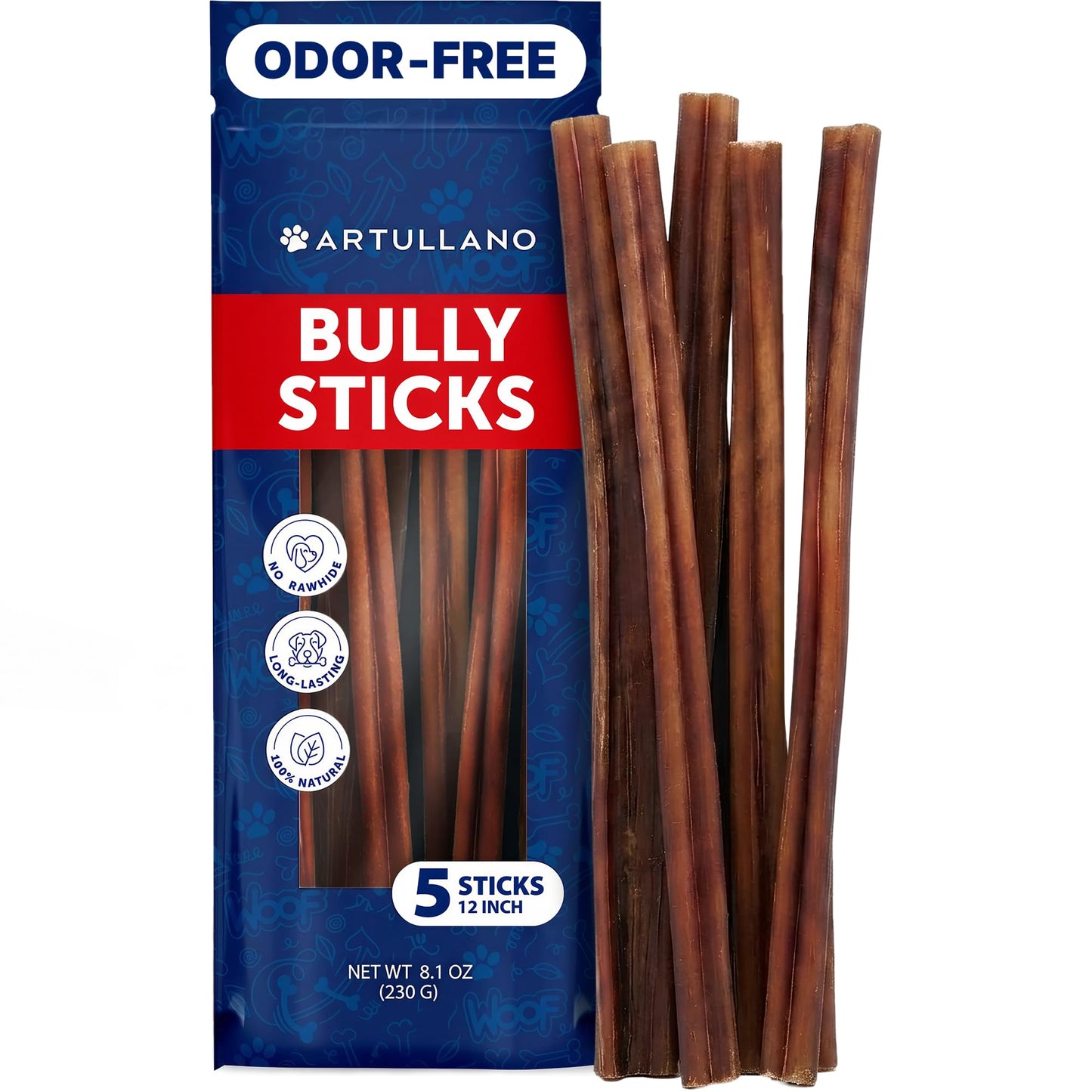 Premium Bully Sticks for Large Dogs - 6 Inch, 10 Bully Sticks - Odor free Natural Beef Pizzle, Long Lasting, Rawhide Free Dog Treats, Highly Digestible - For Dental Health, Training - For Large Breeds