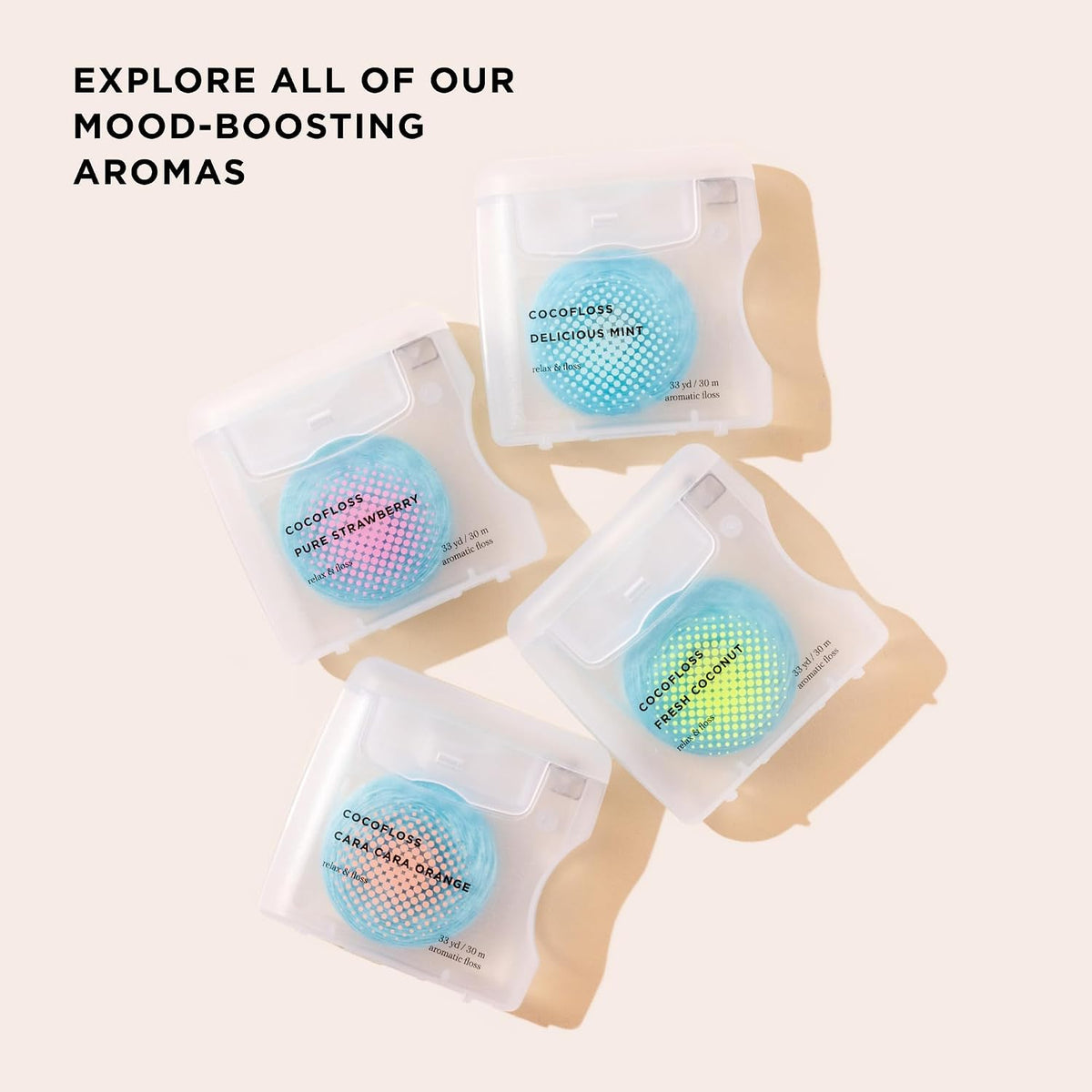 Cocofloss Expanding Woven Dental Floss by Cocolab, Waxed Tooth Floss for Daily Oral Care, Coconut Oil Infused, Vegan, For Adults and Kids, Orange Scent, 3 Pack