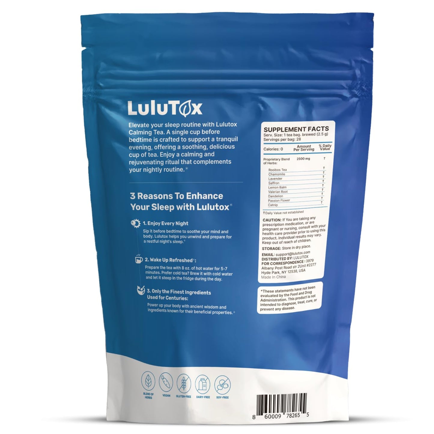 Lulutox Herbal Tea Bundle – Chamomile Lavender Herbal Tea (28 Tea Bags) & Peach Herbal Tea (84 Servings) – Caffeine-Free Herbal Tea Variety Pack