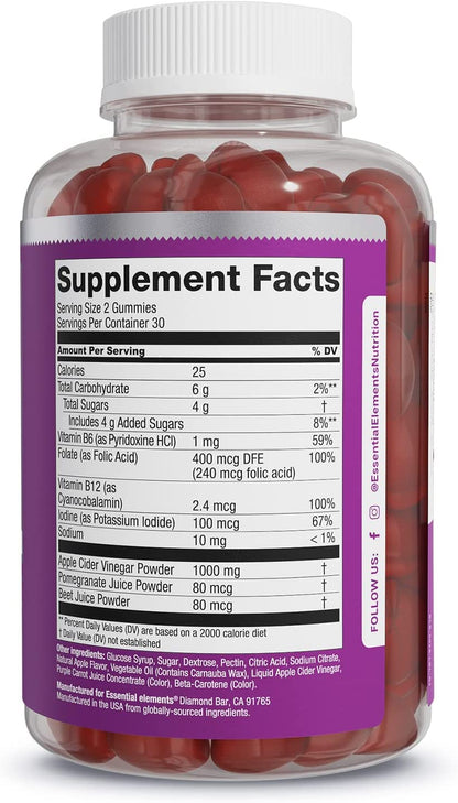 Essential Elements Apple Cider Vinegar Gummies from The Mother - Naturally-Sourced