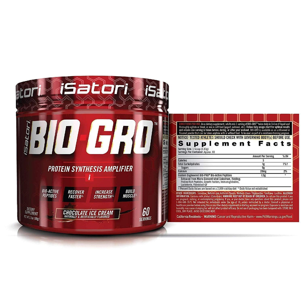 iSatori Bio-GRO Chocolate Ice Cream (60 Servings) & Bio-Active Whey Protein Powder