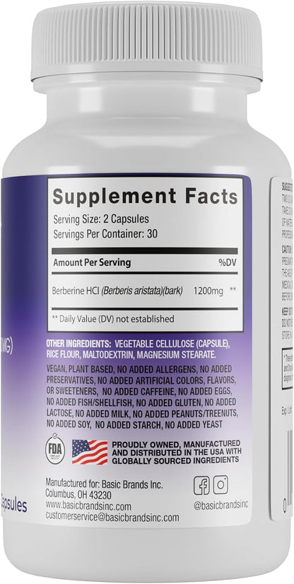 Achieve Berberine 1200 mg Capsules – Daily Wellness & Energy Support, Non-GMO, 60 Count