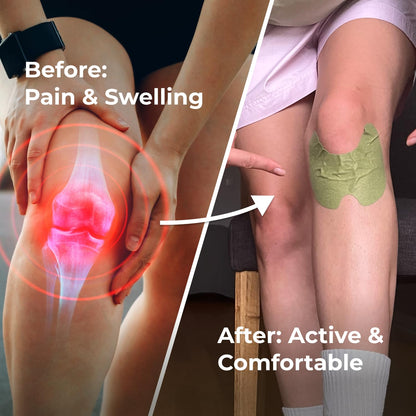 Wellnee Original Herbal Knee Patch - Wellknee Plaster for Knee Support & Muscle Pain - Maximum Strength for a Temporary Relief - Adhesive Heat Patches Made with Natural Herbs for Wellness (10 Pads (Pack of 1))