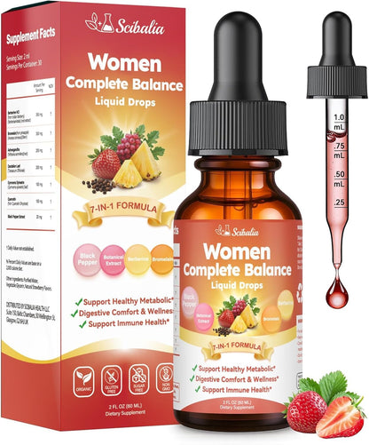 Gut Biofilm Ritual Liquid Drops, 7-in-1 Berberine Blend w. Black Pepper Bromelain Dandelion Ashwagandha for Daily Gut Cleanse, Metabolism & Digestive Health Gluten Free for Women