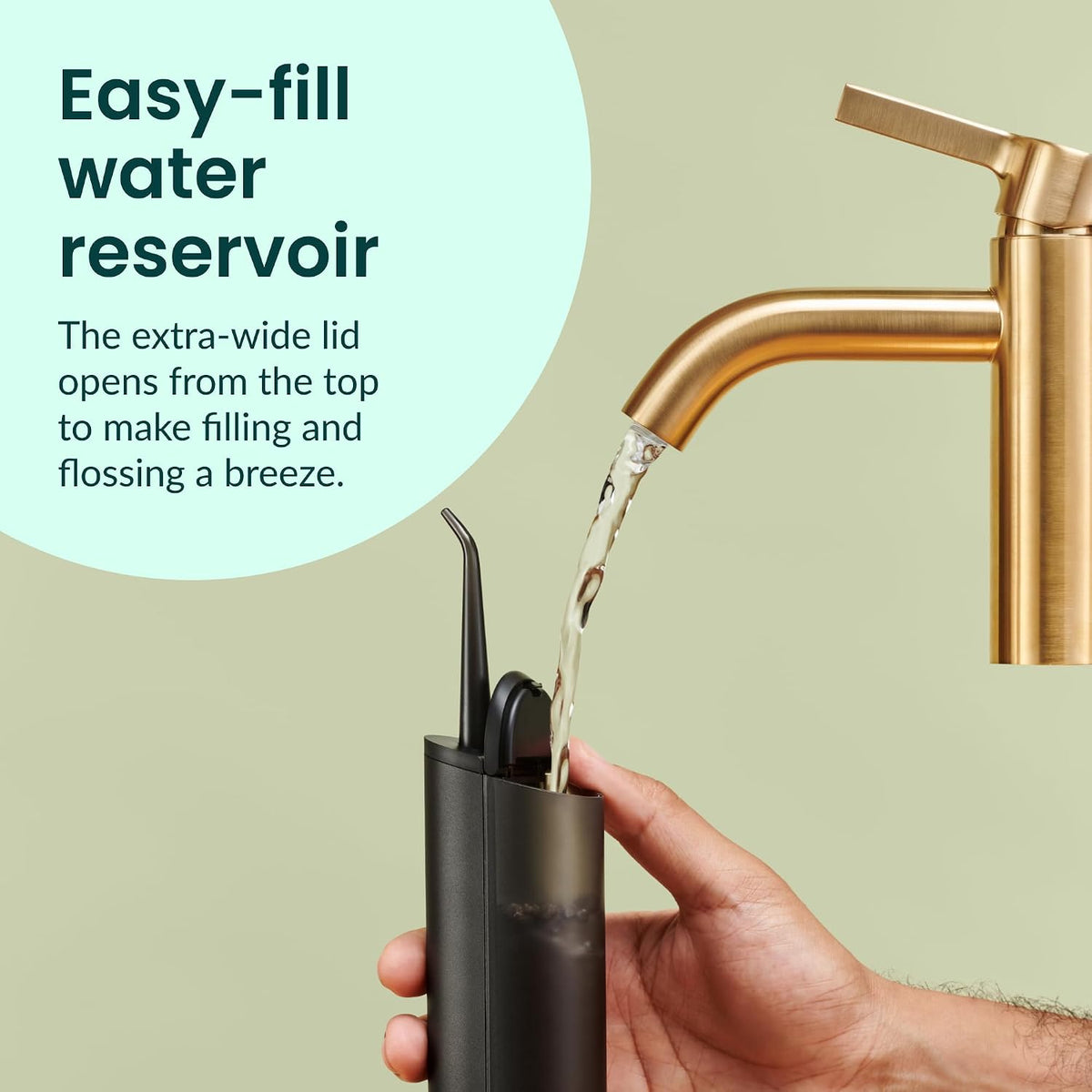 quip Cordless Water Flosser, Adjustable Pressure, All Black