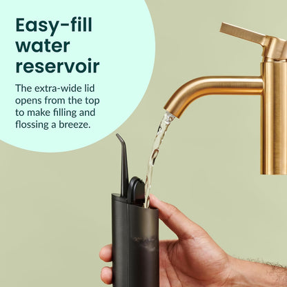 quip Water Flosser with Tip Refills Product Bundle - Cordless Water Flosser with Adjustable Pressure and Refill Tips - Black, 3 CT