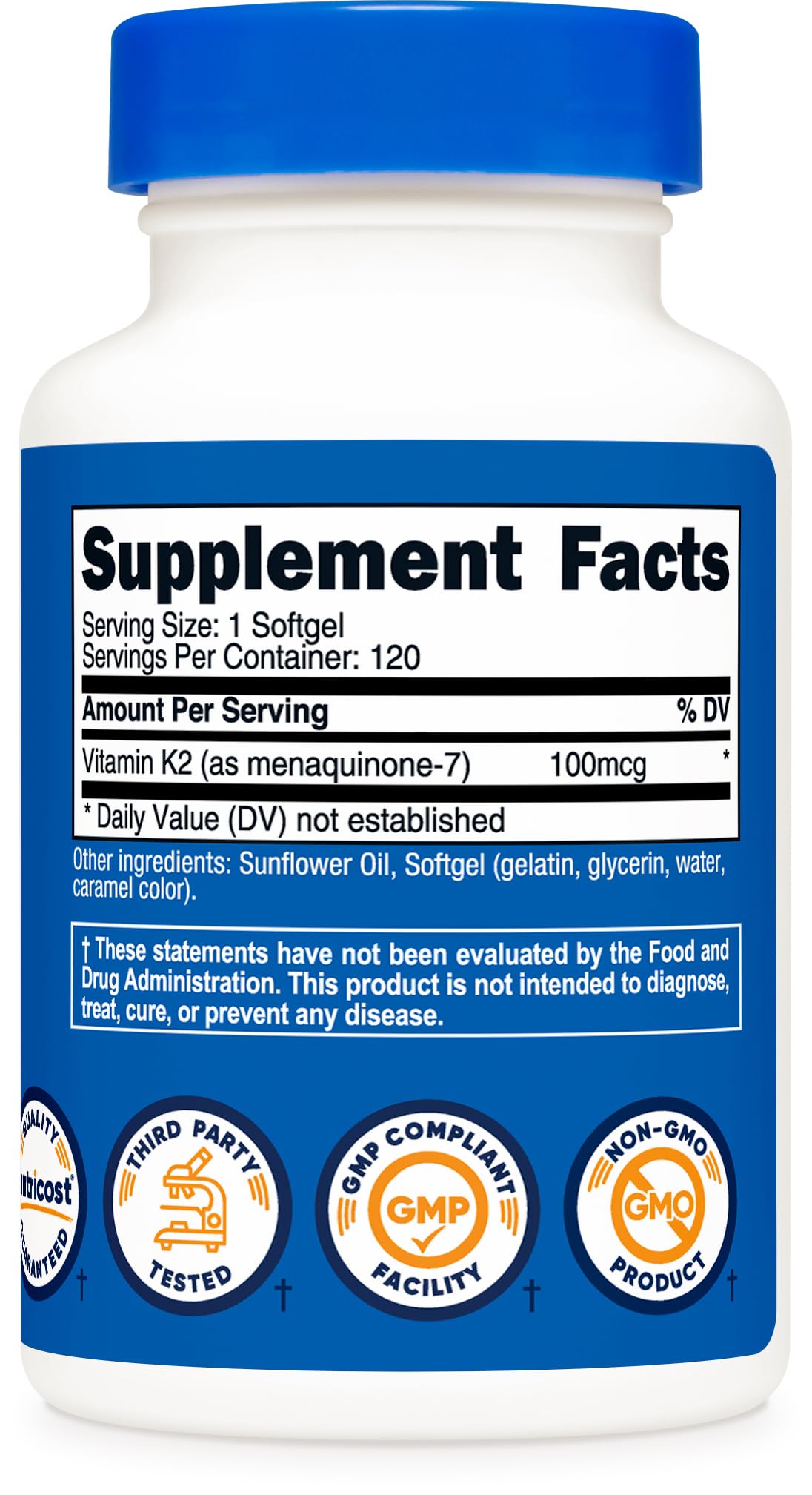 Nutricost Vitamin K2 MK-7 100 mcg, 240 Softgels, Gluten Free, GMO-Free | MK7