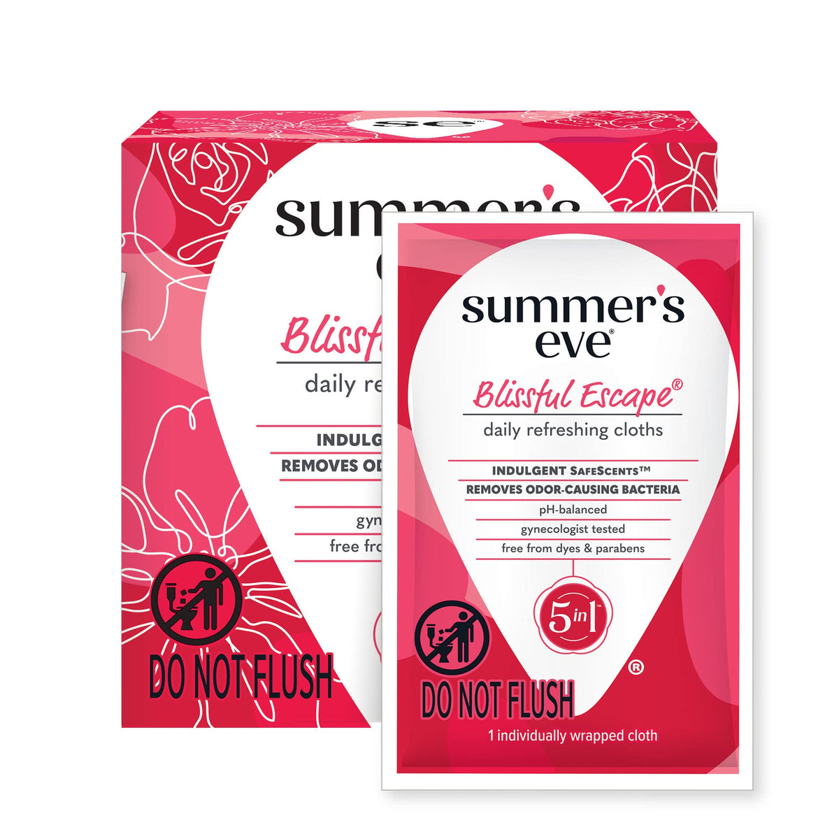 Summer's Eve Blissful Escape Daily Refreshing Feminine Wipes, Removes