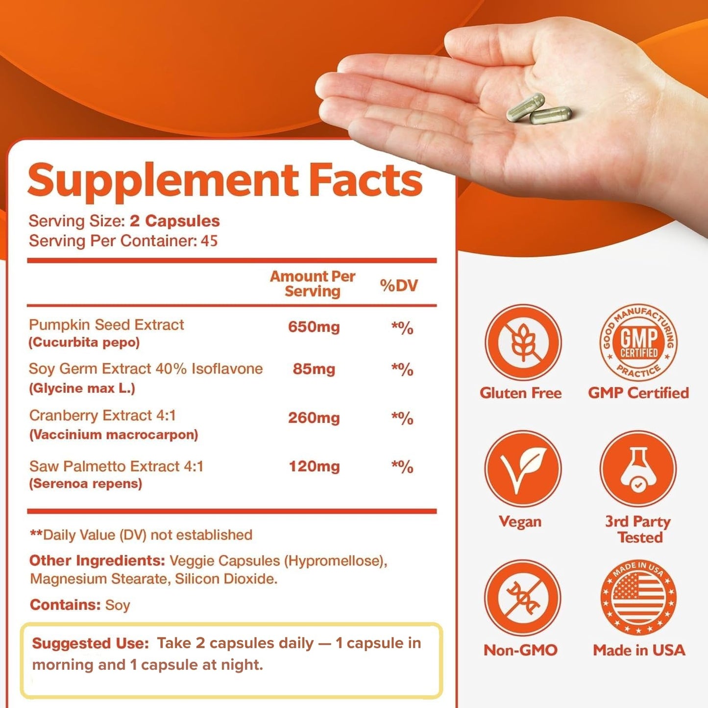 Happee Bladder Control Supplement for Women & Men - Pumpkin Seed Extract, Soy Germ, Saw Palmetto & Cranberry Blend - Bladder Support for Urinary Frequency, Leaks & Urgency - 60 Capsules